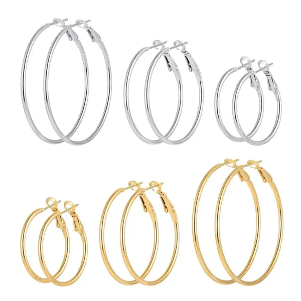 Wholesale 1 Pair Fashion Solid Color Stainless Steel Hoop Earrings