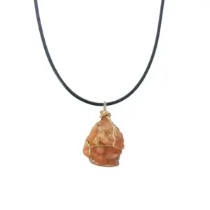 Red Agate [with Leather Rope]] / Pendant Size Is about 13--22mm