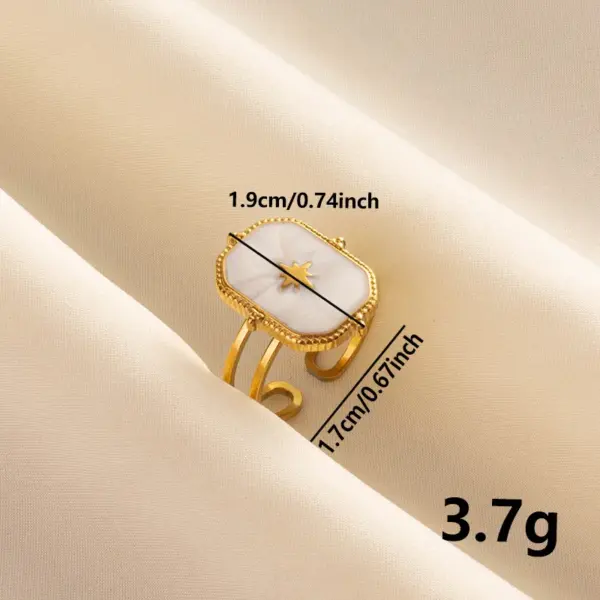 Ion Plating (IP) Real Gold Plated 18K Eight Awn Star Geometric 304 Stainless Steel Basic Modern Style Classic Waterproof Non Tarnish Open Rings
