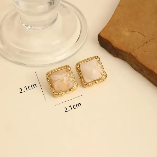 1 Pair Elegant Romantic Round Square Heart Shape 304 Stainless Steel Ear Studs