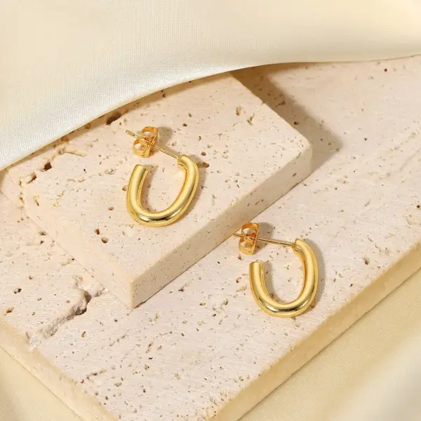 Wholesale Fashion Geometric Plating 304 Stainless Steel No Inlaid PVD Coated Earrings