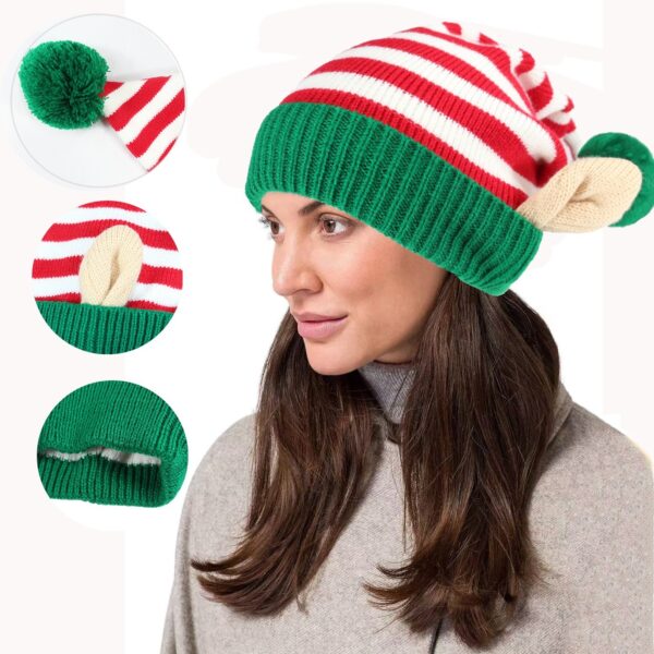 Wholesale Small ear striped Christmas hat jacquard beanie