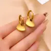 Wholesale 1 Pair Hip-Hop Vintage Style Heart Shape Polishing Plating 304 Stainless Steel Gold Plated Silver Plated Drop Earrings