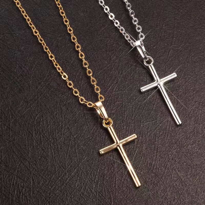 Wholesale European and American cross-border jewelry personalized fashion cross pendant necklace retro versatile men's and women's necklace clavicle c