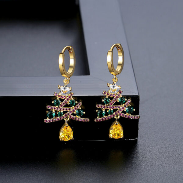 Wholesale Christmas tree zircon-encrusted earrings for women