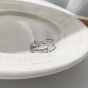 Silver Double Butterfly / Adjustable Opening