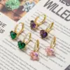 Wholesale Fashion Heart Brass Zircon Copper Earrings