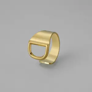 Gold D Open Ring J382-4 / Adjustable Opening