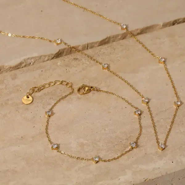 Wholesale PVD Coated Real Gold Plated 16K Gold White Gold Plated Gold Plating Geometric 304 Stainless Steel Casual Waterproof Non Tarnish Bracelets Anklet Necklace