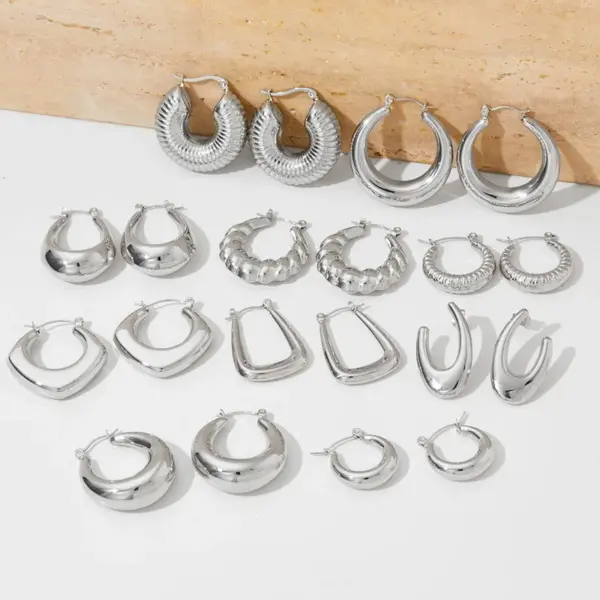 Wholesale PVD Coated Real Gold Plated 16K Gold White Gold Plated Gold Plating Solid Color 304 Stainless Steel Commute Waterproof Non Tarnish Earrings