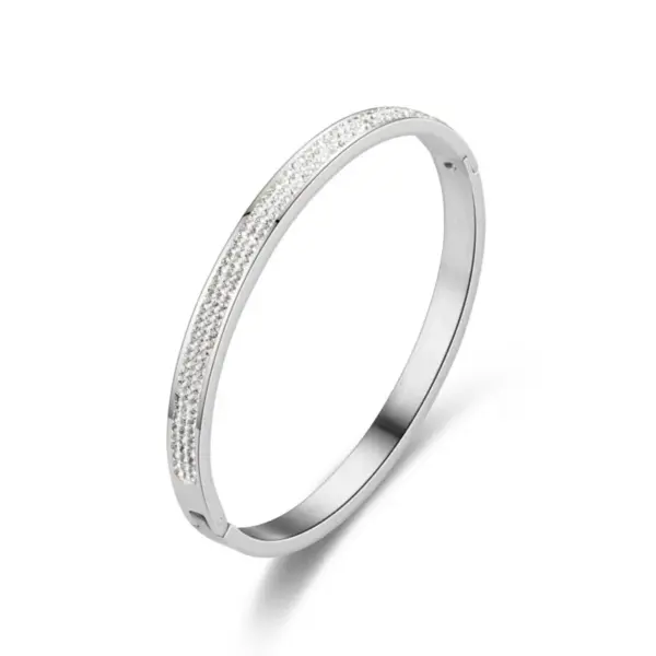 Wholesale Fashion Diamond Jewelry Three Rows Of Full Diamond Egg-shaped Stainless Steel Bracelet