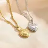 Wholesale PVD Coated 18K Gold Plated Heart Shape Titanium Steel Simple Style Waterproof Non Tarnish Titanium Steel Pendant Necklace
