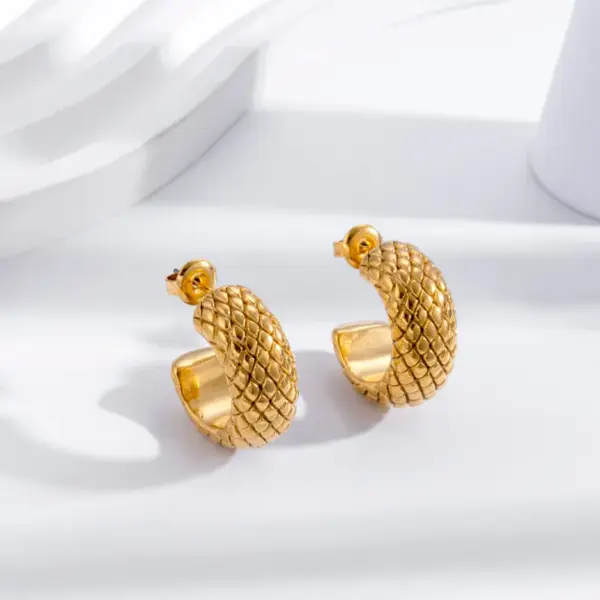 Wholesale 1 Pair Simple Style C Shape 304 Stainless Steel Ear Studs