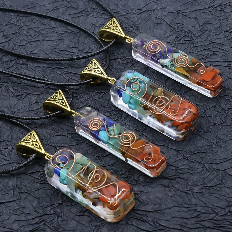Wholesale Fashion Rectangle Synthetic Resin Natural Stone Necklace In Bulk