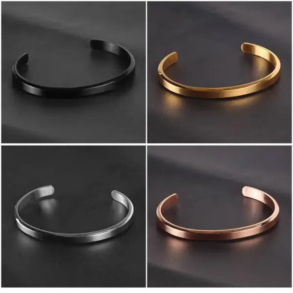 Wholesale 6mm Stainless Steel C Bracelet Titanium Steel Opening Adjustable Bracelet