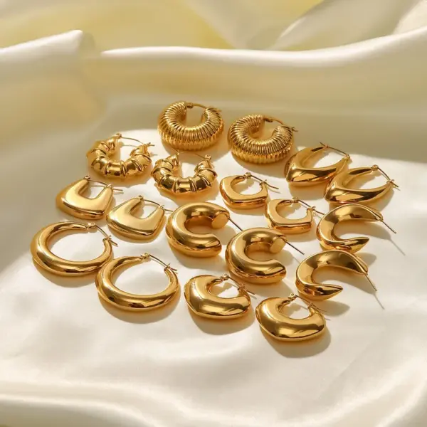 Fashion Geometric Gold Plated 304 Stainless Steel PVD Coated Earrings