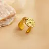 Wholesale PVD Coated Real Gold Plated 18K Gold Eye Solid Color Flower 304 Stainless Steel Tropical Simple Style Waterproof Non Tarnish Charm Rings