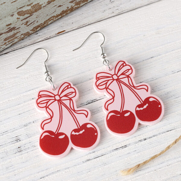 oly-5d3ec0320882870d906f8401fb344b1d Wholesale Bowknot Cherry Acrylic Drop Earrings