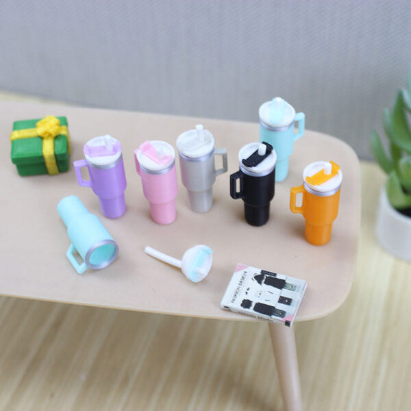 Wholesale 1:12 Doll House Mini Thermos Cup Model Artificial Straw Cup DIY Miniature Food Toy Scene Ornament Model