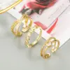 Wholesale Fashion Geometry Pattern Star Heart Copper Micro-inlaid Zircon Ring