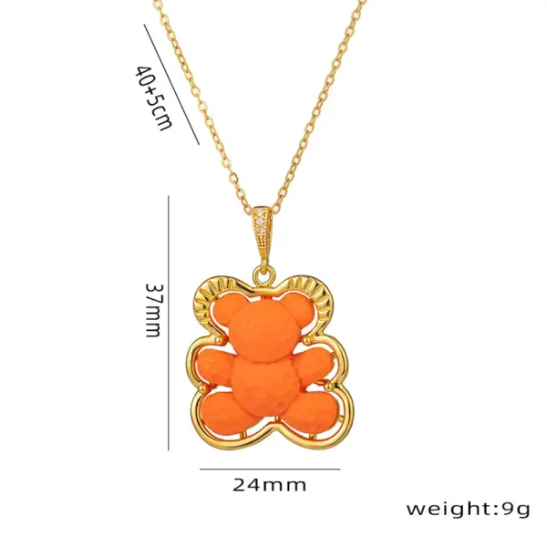 Wholesale PVD Coated Real Gold Plated Little Bear Stainless Steel Cute Waterproof Non Tarnish Stainless Steel Pendant Necklace