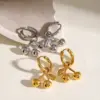 304 Stainless Steel Cherry PVD Coated 18K Gold Plated IG Style Gold Drop Earrings