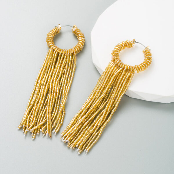 oly-5d4a57ecb8e6684e1218d881726a1eaf Wholesale ZA Cross-border Trend ins Creative Long Tassel Earrings Women's Distinctive Color Rice Beads Fashion High-end Ear Jewelry