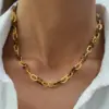 Summer Ladies 18K Gold Plated Stainless Steel Leopard Print Necklace Fashionable Casual Minimalist Style Four Seasons Universal