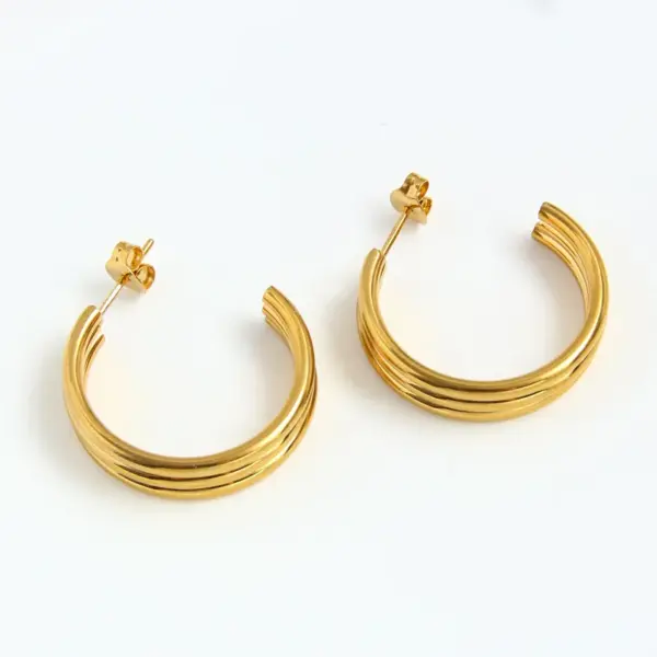 Wholesale 1 Pair Vacation Beach Geometric Plating 304 Stainless Steel 18K Gold Plated Earrings