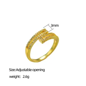 J129 Golden Double Row Full Diamond