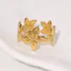 PVD Coated Real Gold Plated 18K Gold Flower 304 Stainless Steel Elegant Vacation Simple Style Waterproof Non Tarnish Open Rings