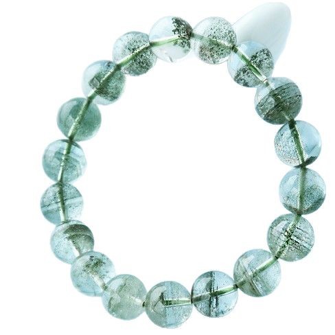 Wholesale Natural Green Ghost Bracelets, Buddhist Beads for Men and Women, Gypsophila Round Beads, Crystal Jewelry for Friends