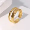 Wholesale PVD Coated Real Gold Plated Geometric Stainless Steel Simple Style Waterproof Non Tarnish Open Ring