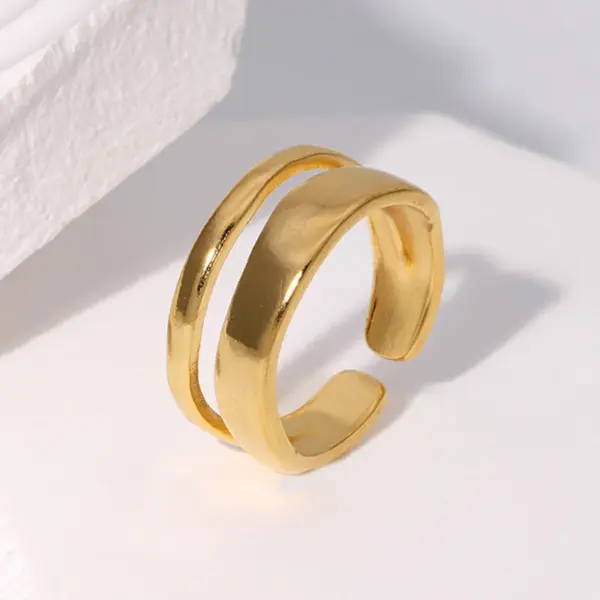 Wholesale PVD Coated Real Gold Plated Geometric Stainless Steel Simple Style Waterproof Non Tarnish Open Ring