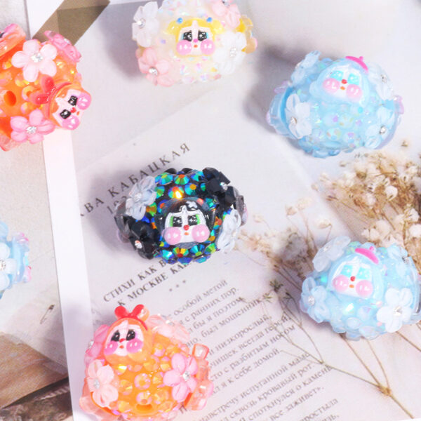 Wholesale Cartoon Crying Bag Straight Hole Loose Beads DIY Mobile Phone Key Chain Necklace Bag Chain Aessories