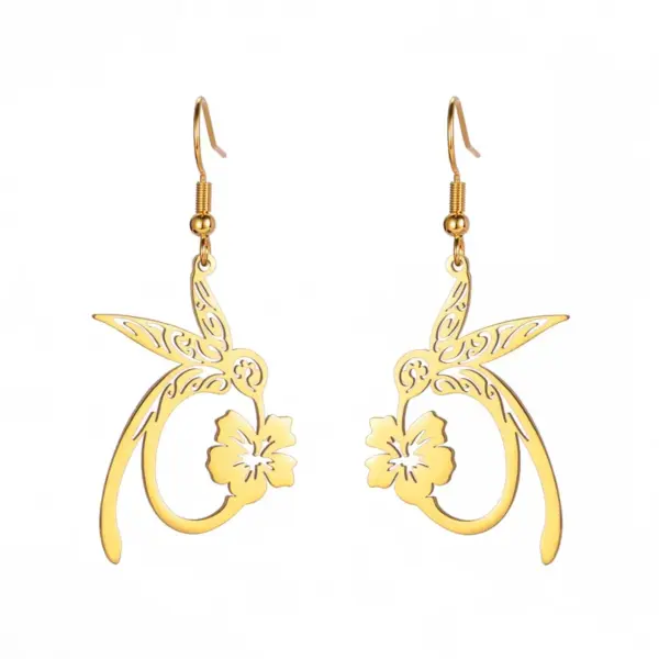 Wholesale Fashion 304 Stainless Steel Hummingbird Earrings Women's Jewelry Bird Pendant Geometric Pattern Animal Zodiac Gift