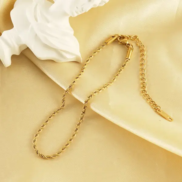 Wholesale 1 Piece Casual Simple Style Solid Color 304 Stainless Steel Plating Titanium Steel PVD Coated PVD Coated 18K Gold Plated Women'S Anklet