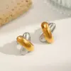 Wholesale 1 Pair Retro Punk Irregular Mixed Metal Plating 304 Stainless Steel 18K Gold Plated Ear Studs
