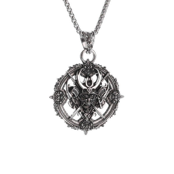 Wholesale Cross-border retro Gothic domineering turntable samurai devil pendant necklace men's trendy jewelry gift
