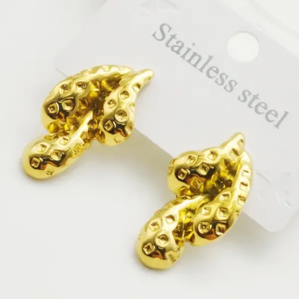 Wholesale 304 Stainless Steel Paisley Water Droplets Electroplating 18K Gold Plated Golden Plated Elegant Waterproof Non Tarnish Gold Ear Studs