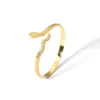 Wholesale PVD Coated Real Gold Plated 18K Gold Animal Leaf 304 Stainless Steel Elegant Streetwear Waterproof Non Tarnish 304 Stainless Steel Wristband Bangle