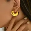 Wholesale 304 Stainless Steel Solid Color PVD Coated 18K Gold Plated 18K Gold Simple Style Classic Style Waterproof Non Tarnish Plating Gold Earrings