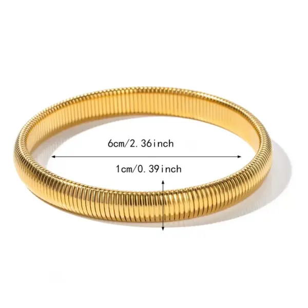 Wholesale Thick Popular Jewelry Elastic Wide Titanium Steel Bracelet Female Light Luxury Niche Exaggerated Metal Vertical Stripe Ring