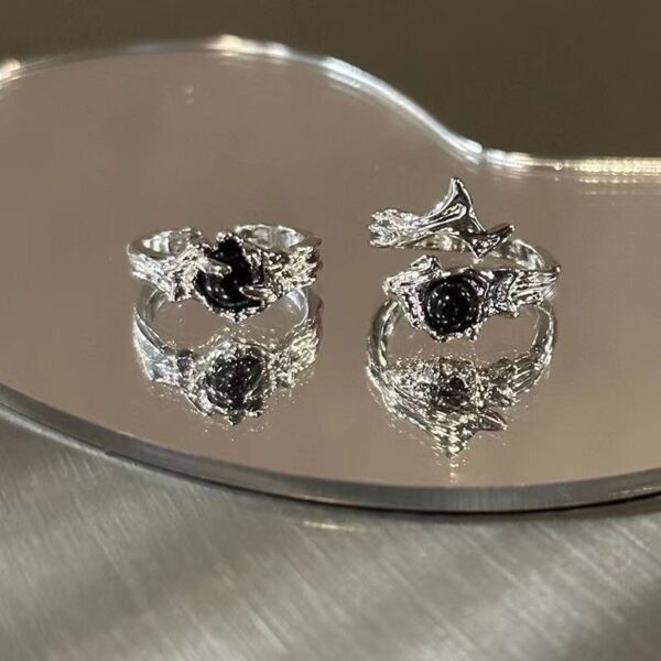 Wholesale Japanese and Korean New Dark Style Thorns Ring Female Niche Design Texture Sense Couple Ring Sense Open Ring Trendy Men