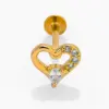 Wholesale 1 Piece Lip Rings Simple Style Moon Heart Shape Flower 316L Stainless Steel Waterproof Non Tarnish Surgical Steel Zircon Ion Plating (IP) 18K Gold Plated Lip Rings Ear Cartilage Rings & Studs