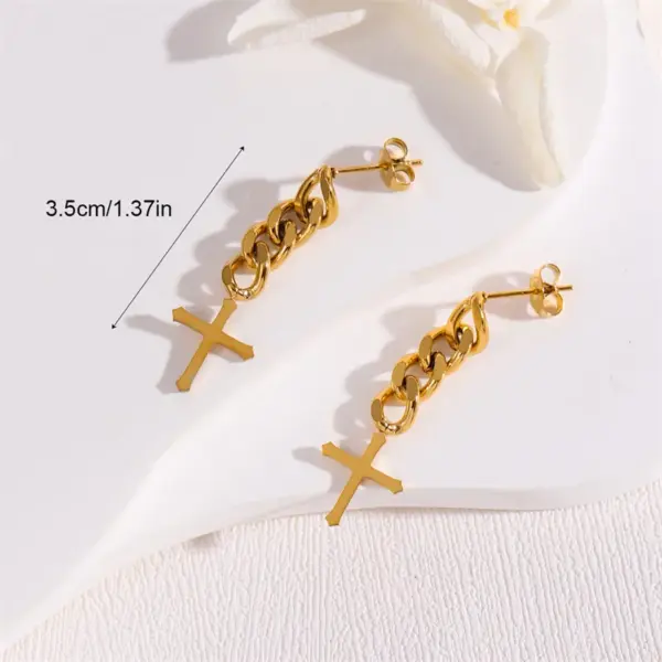 Vacuum Plating 18K Gold Plated 18K Gold Round Chain 201 Stainless Steel Retro Simple Style Drop Earrings