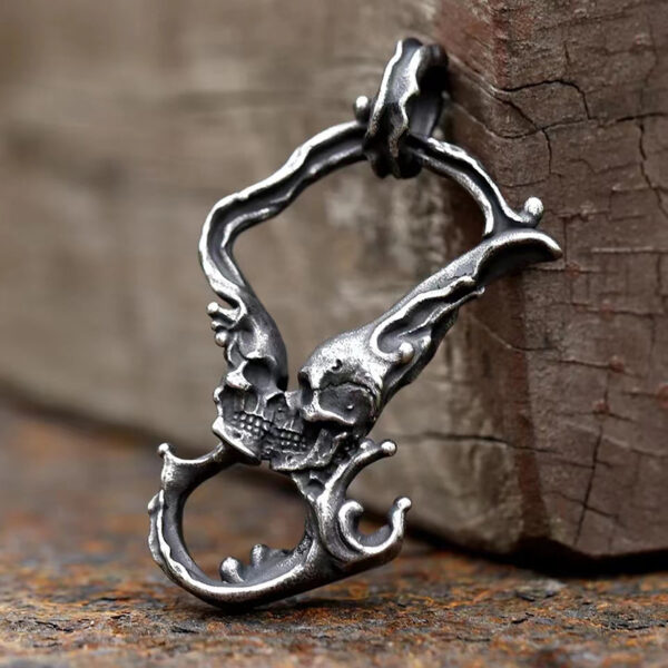 Wholesale New Retro Double Skull Kissing Pendant Necklace Necklace