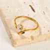 Wholesale 304 Stainless Steel Water Droplets PVD Coated Zircon 18K Real Gold Plated Simple Style Classic Style Waterproof Non Tarnish Inlay Gold Rings