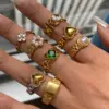 304 Stainless Steel Geometric PVD Coated 18K Real Gold Plated Real Gold Plated Casual Vacation Commute Waterproof Non Tarnish Mixed Metal Rings