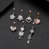 Wholesale Fashion Heart Shape Flower Butterfly Stainless Steel Plating Inlay Zircon Belly Ring 1 Piece